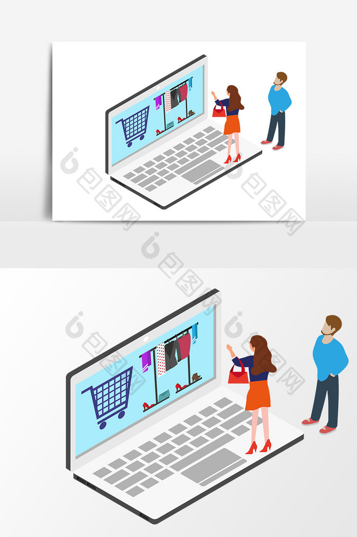 手绘网上购物设计元素