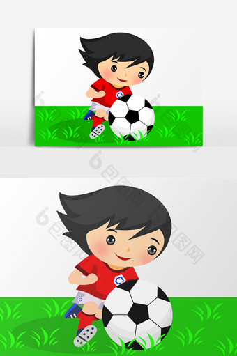 卡通踢足球设计元素图片