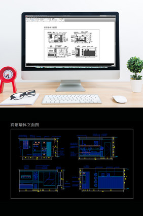 宾馆酒店客房造型墙立面图纸CAD施工图