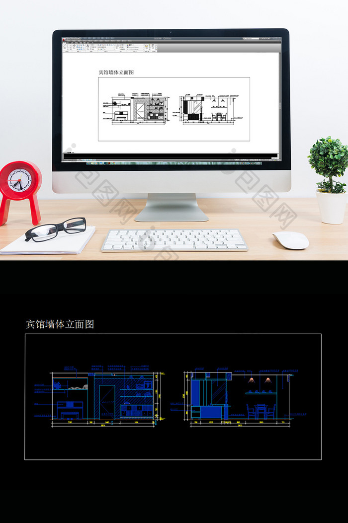 宾馆酒店造型墙立面图纸CAD施工图