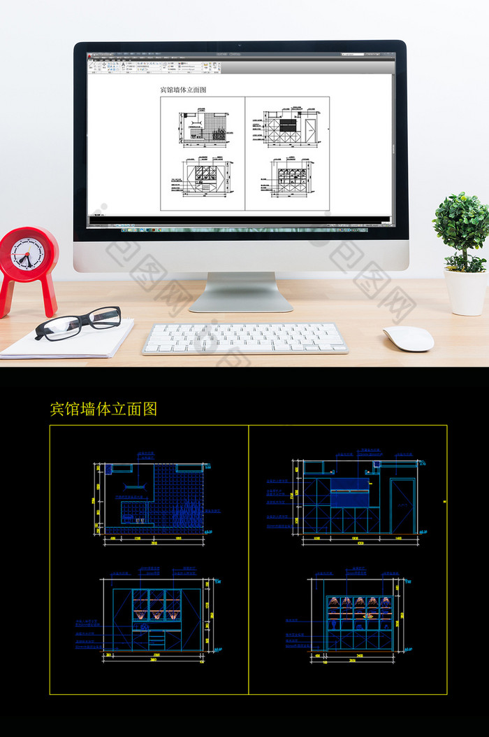 酒店宾馆客房墙体立面造型CAD装修图纸图片图片