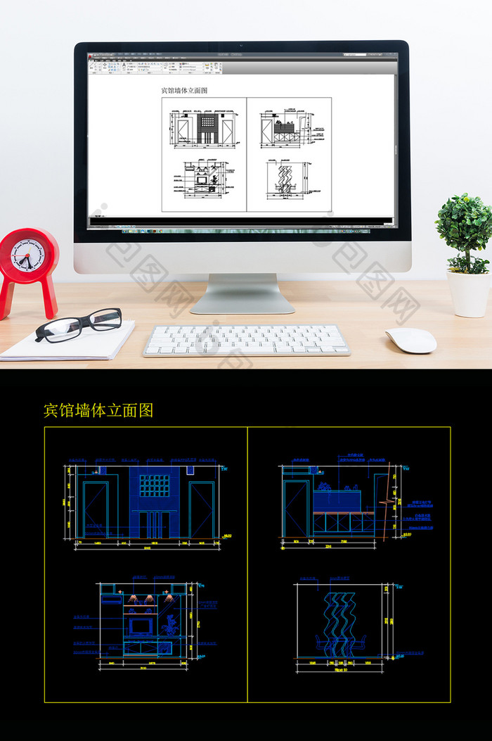 酒店宾馆客房造型立面图纸CAD装修图纸