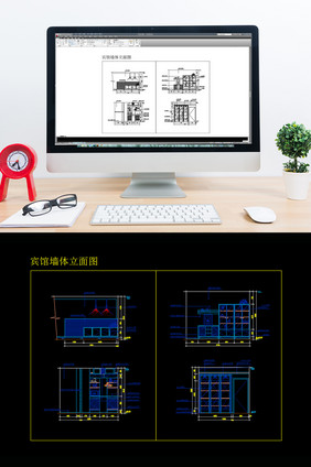 酒店宾馆 客房墙体造型CAD装修图纸