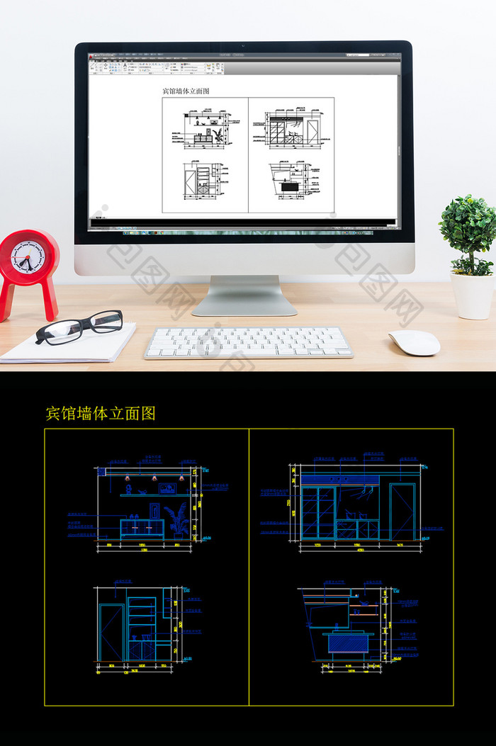 宾馆客房墙体立面造型图纸CAD图纸