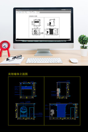 酒店宾馆客房墙体立面造型CAD图纸