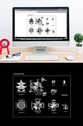 古典八角重檐亭CAD平面图