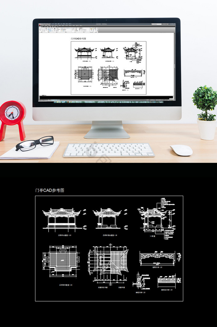 门亭造型亭子CAD图纸图片