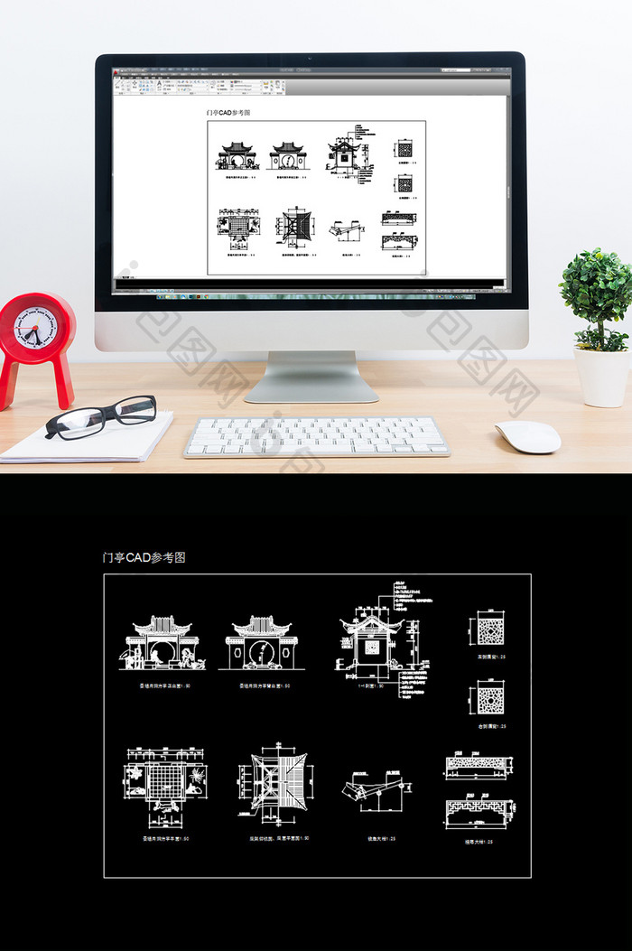 古典门亭四角亭CAD图纸