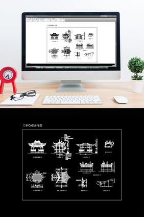 古典六角亭门亭CAD图纸