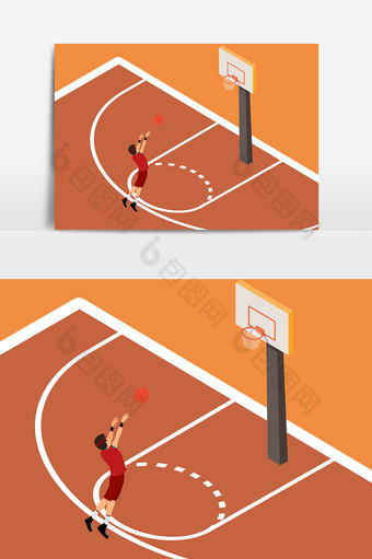 卡通手绘打篮球设计元素图片