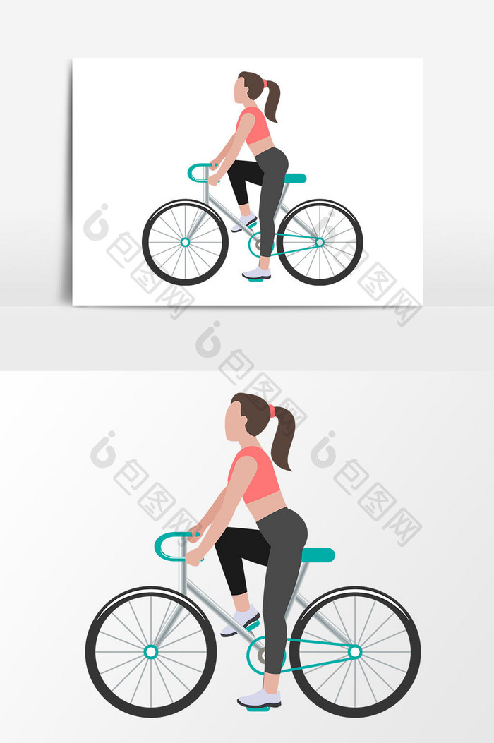 卡通骑自行车设计元素