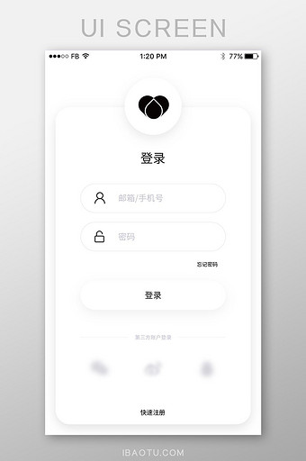白色干净简洁卡片投影手机登录界面UI设计图片
