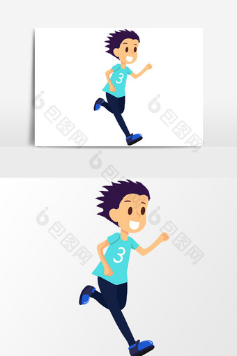 跑步卡通人物设计元素图片