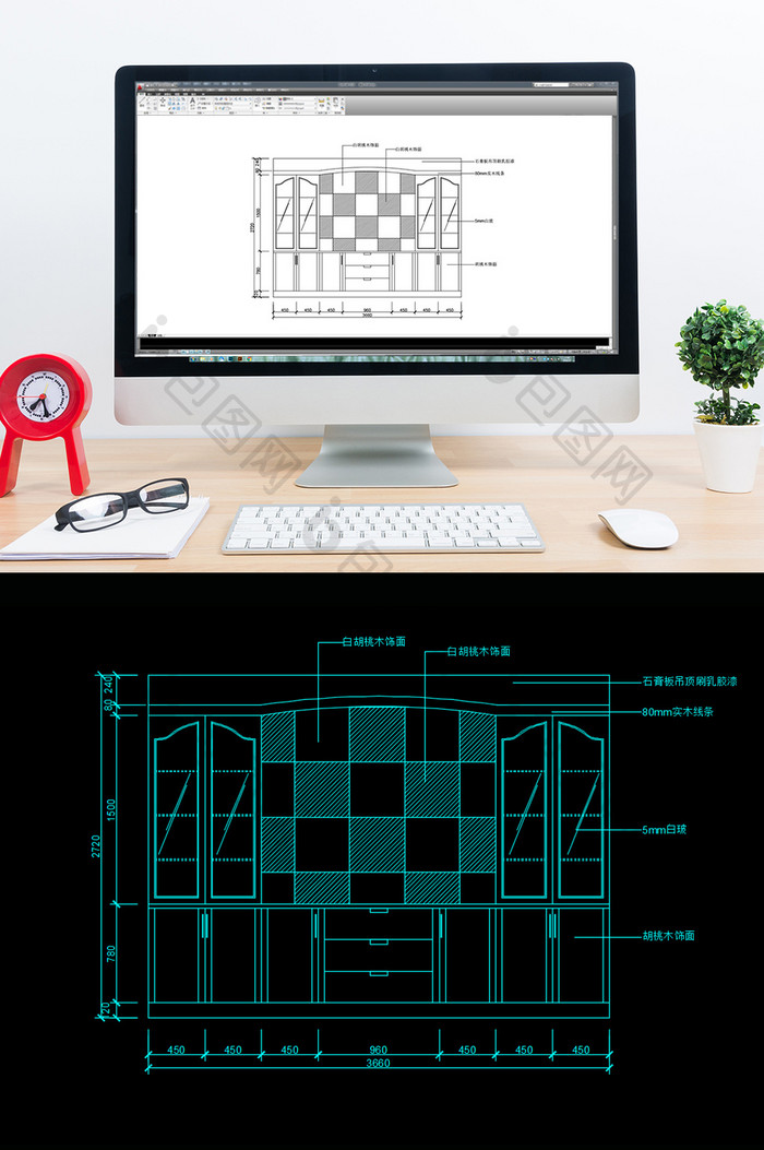 时尚现代墙壁柜立面造型CAD图纸