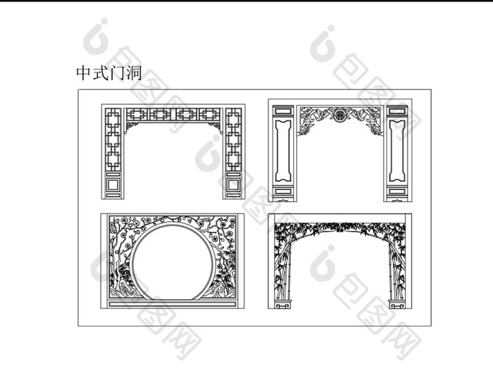 古典门洞花纹图案CAD图纸