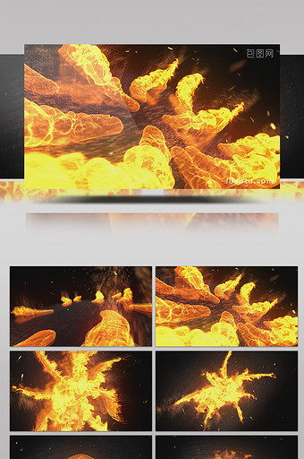 震撼火焰团爆炸LOGO演绎片头AE模板图片