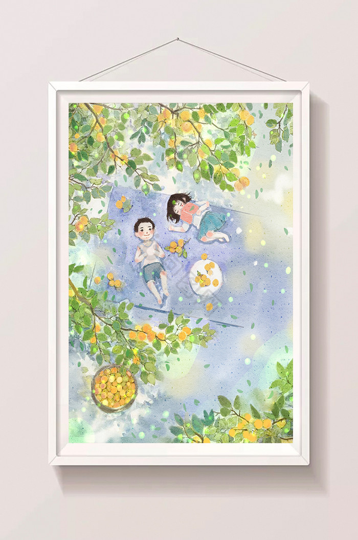 童年男孩女孩恋爱的季节封面插画图片