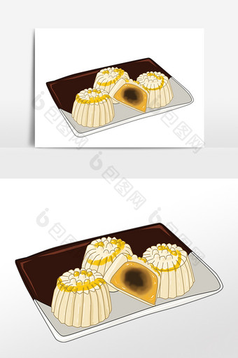中秋节美味糕点插画素材图片