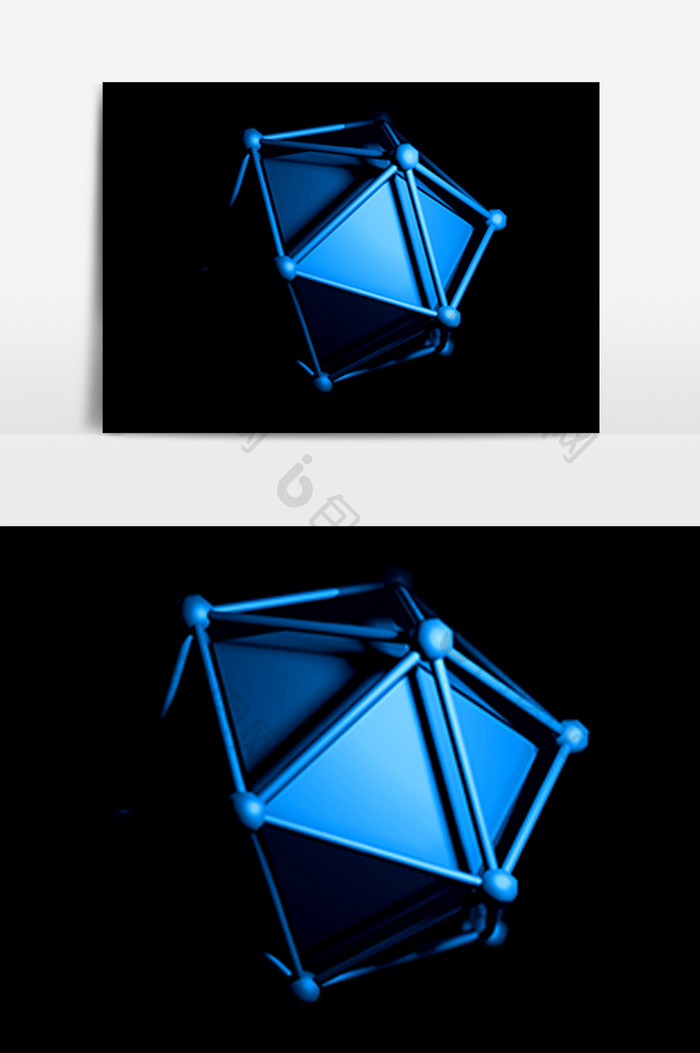 蓝色几何物件光效PSD素材