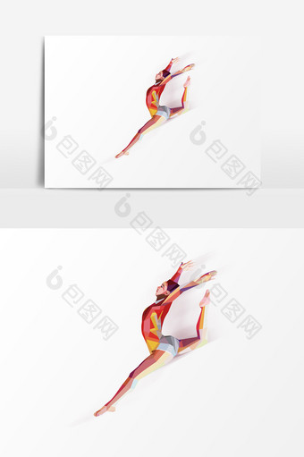 体操运动的水彩美女PSD素材图片