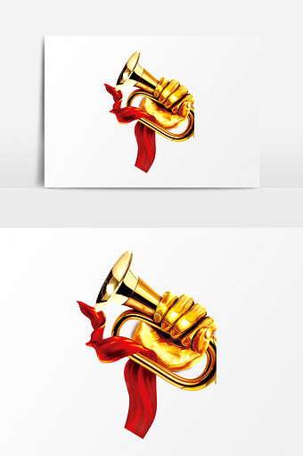 金色吹冲锋号psd图片下载