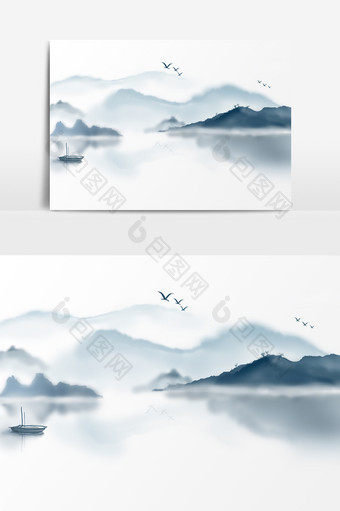手绘中国风山水元素图片