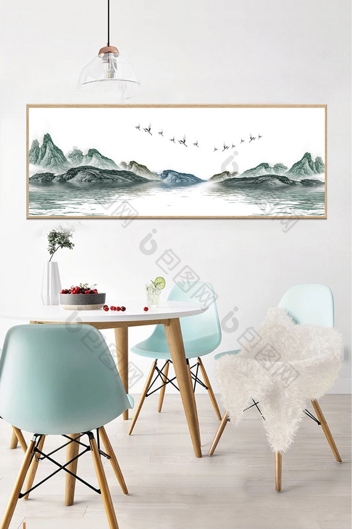 新中式山水分风景花鸟艺术装饰画图片图片
