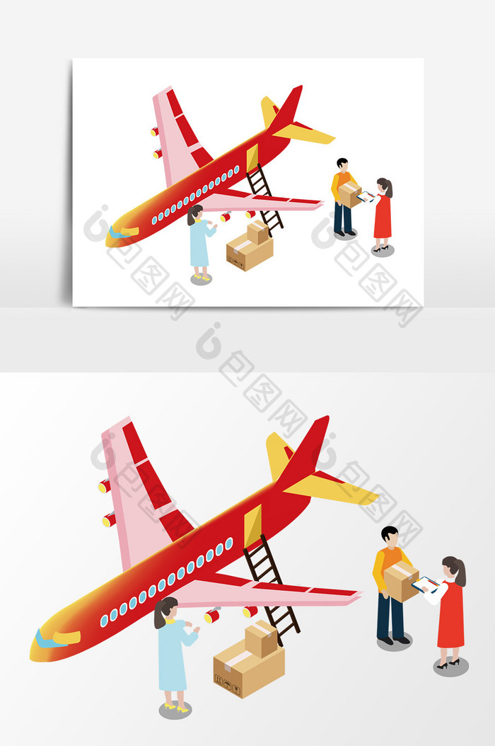 卡通飞机运输设计元素