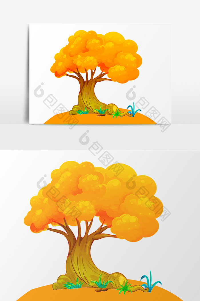 黄色树木设计元素