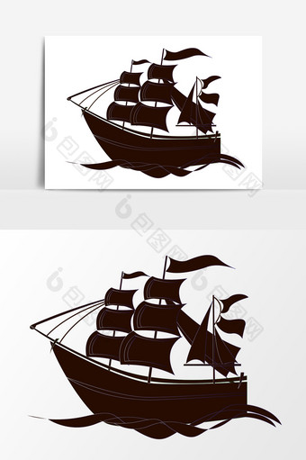 卡通帆船元素设计图片