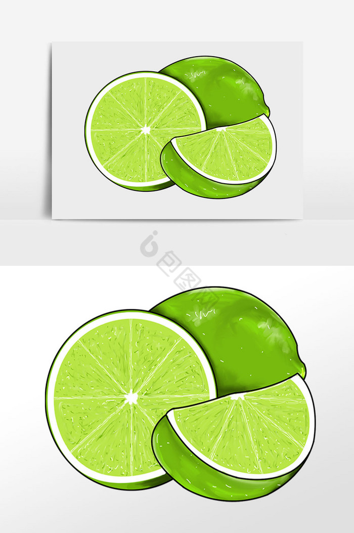 青柠檬水果果实插画图片