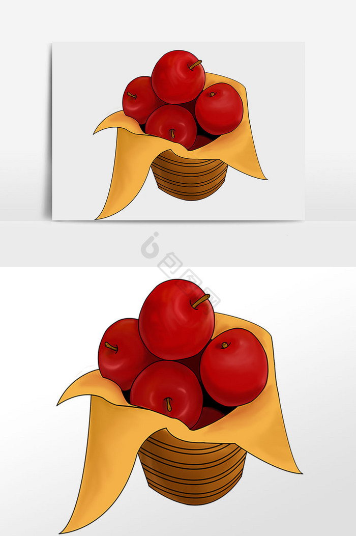 苹果水果果实插画图片
