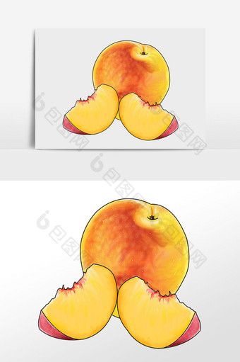 手绘水果桃子果实插画元素图片