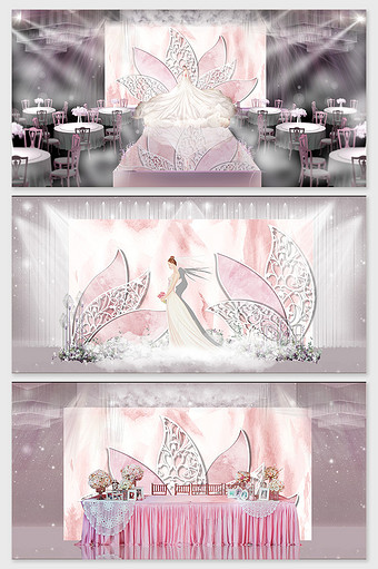 粉色唯美花瓣主题婚礼效果图图片