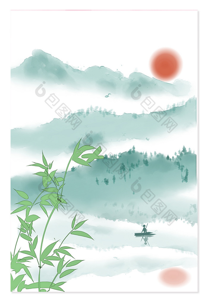 手绘古风水墨插画背景