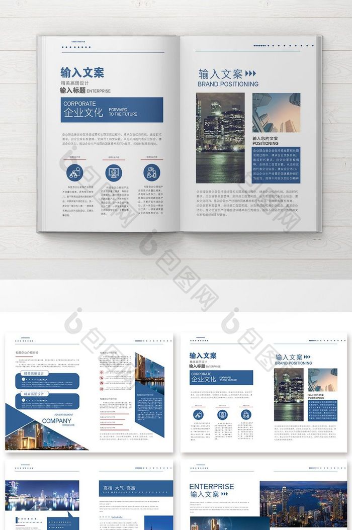蓝色大气企业商务画册设计