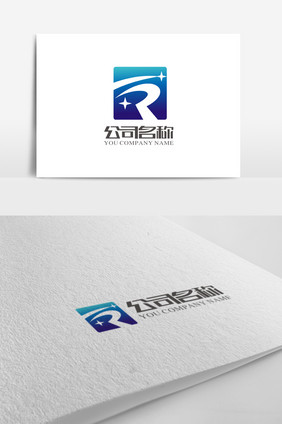 简洁时尚科技R字母logo标志