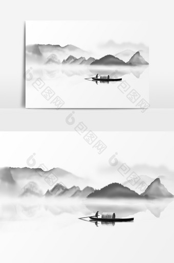 中国风水墨山水画元素图片