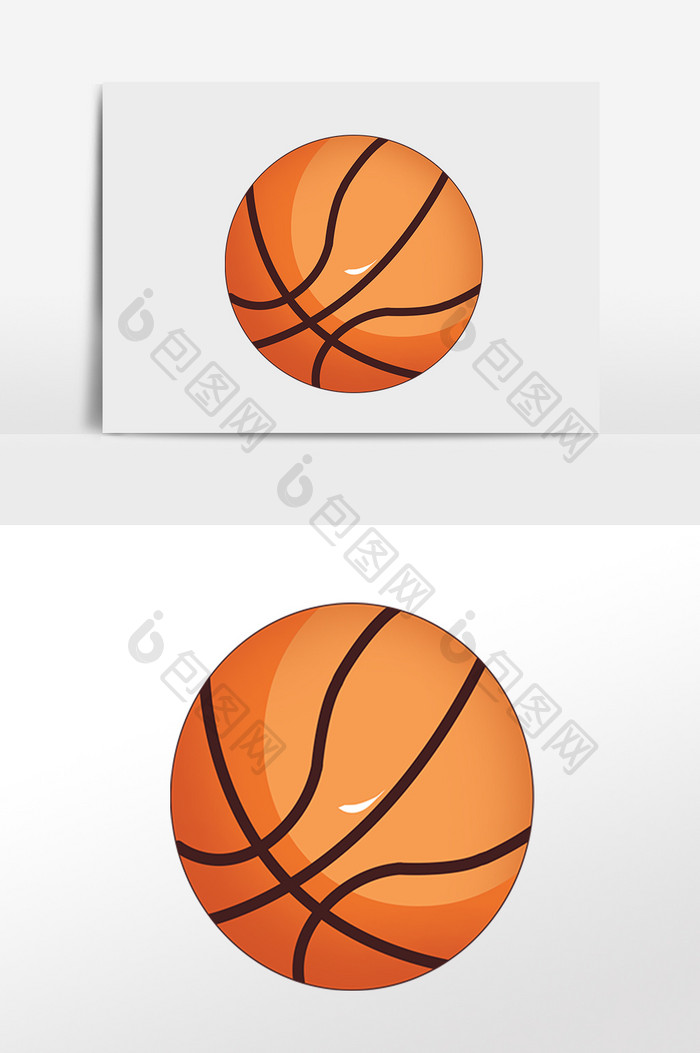 手绘体育运动篮球插画元素