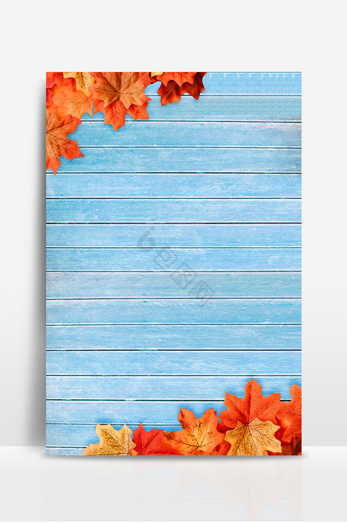 木板秋天枫叶图图片