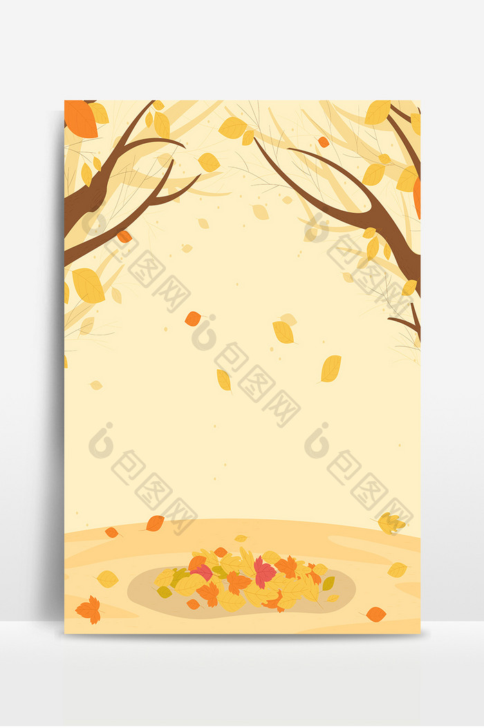 秋天唯美风景树叶促销海报背景图