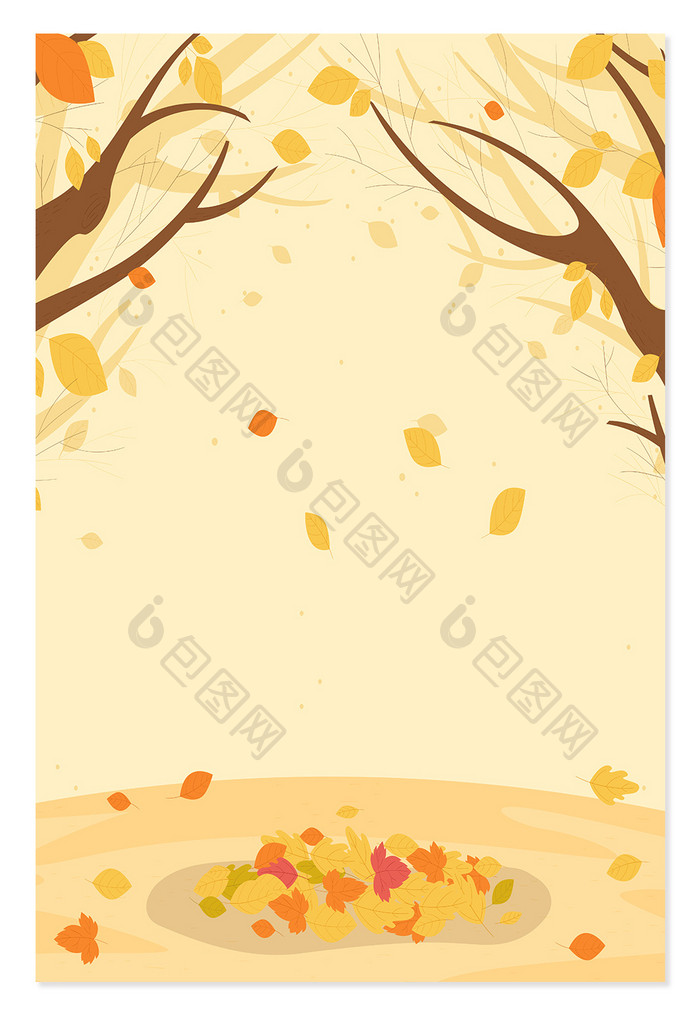 秋天唯美风景树叶促销海报背景图