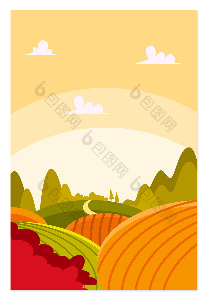 秋季大自然风景矢量海报背景图