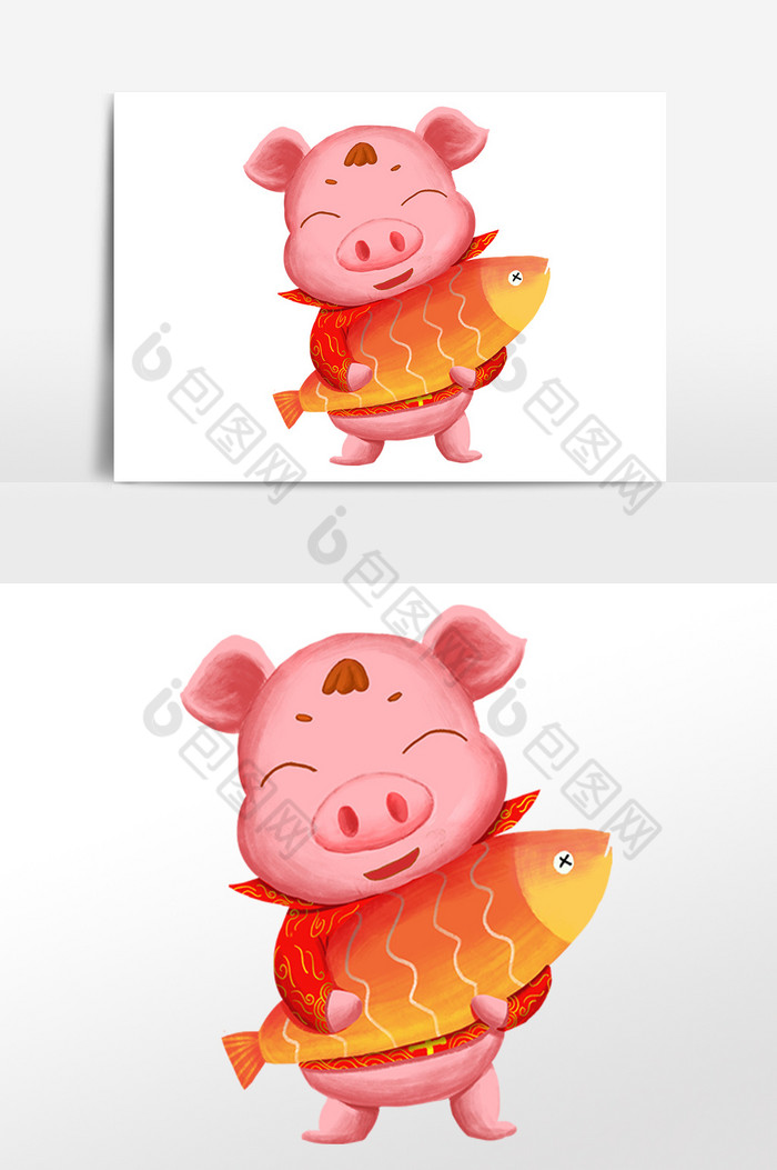 手绘猪插画猪图片