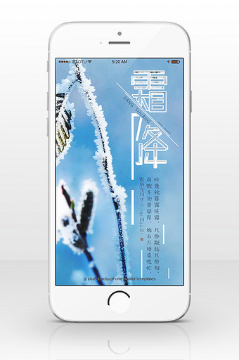 霜降节气淡雅霜露手机海报图片