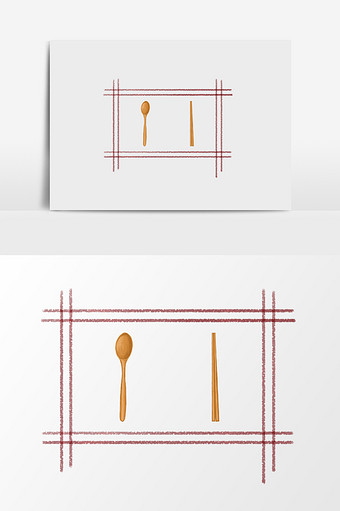 卡通汤匙筷子插画元素图片