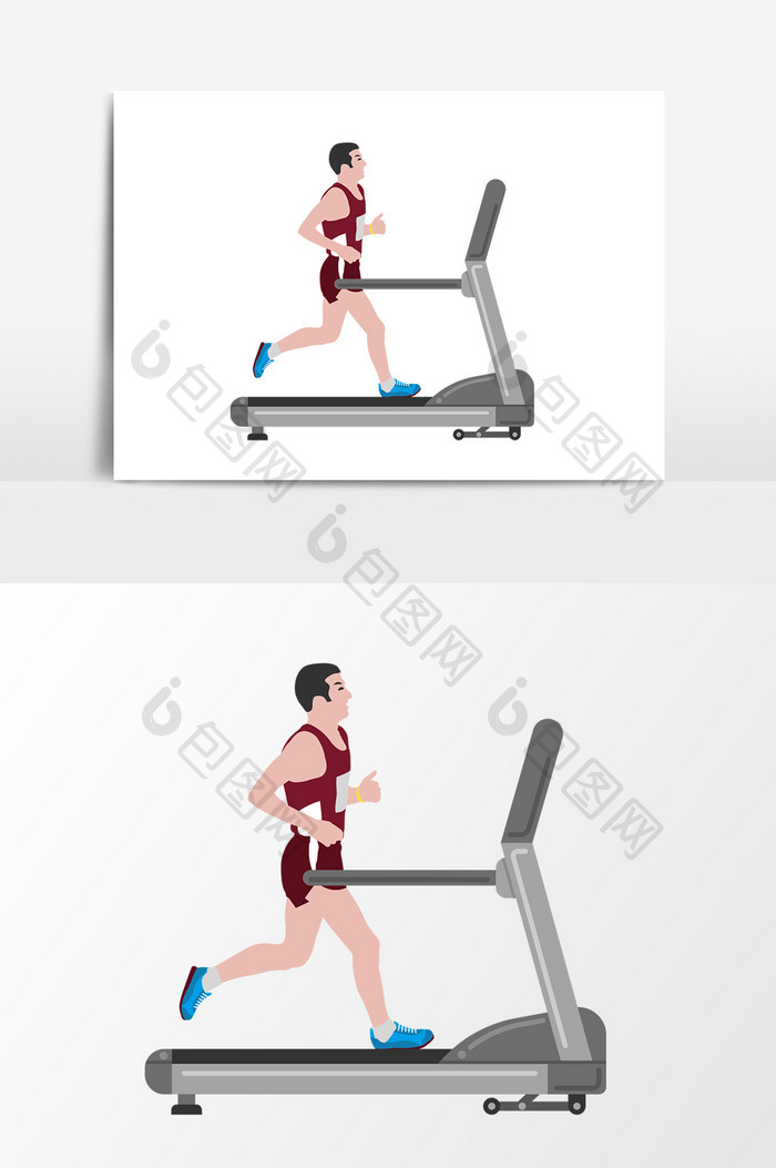卡通跑步机锻炼设计元素