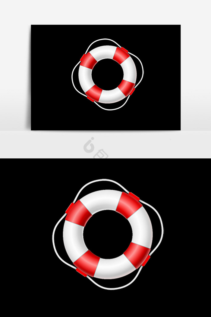 带绳子的红白相间的游泳圈PSD图片