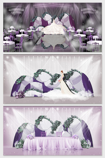 高贵紫色森系婚礼场景效果图图片