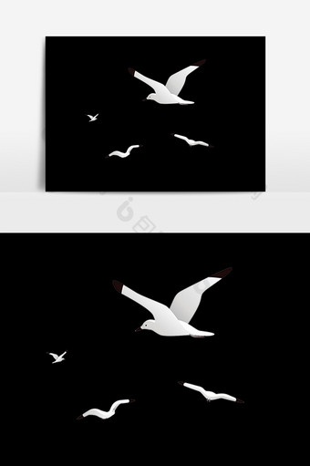 白色海鸟群PSD素材图片
